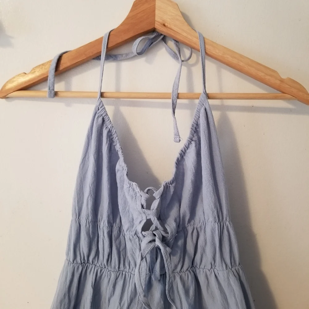 Tie Front Knotted Backless Ruffle Hem Dress - Picture 4 of 9